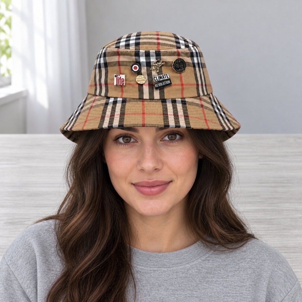 Burberry Vintage Check Badge Bucket Hat - Picture 2 of 6